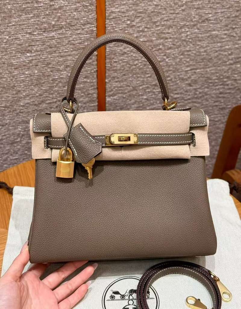Hermes Kelly 25 Togo Etoupe GHW